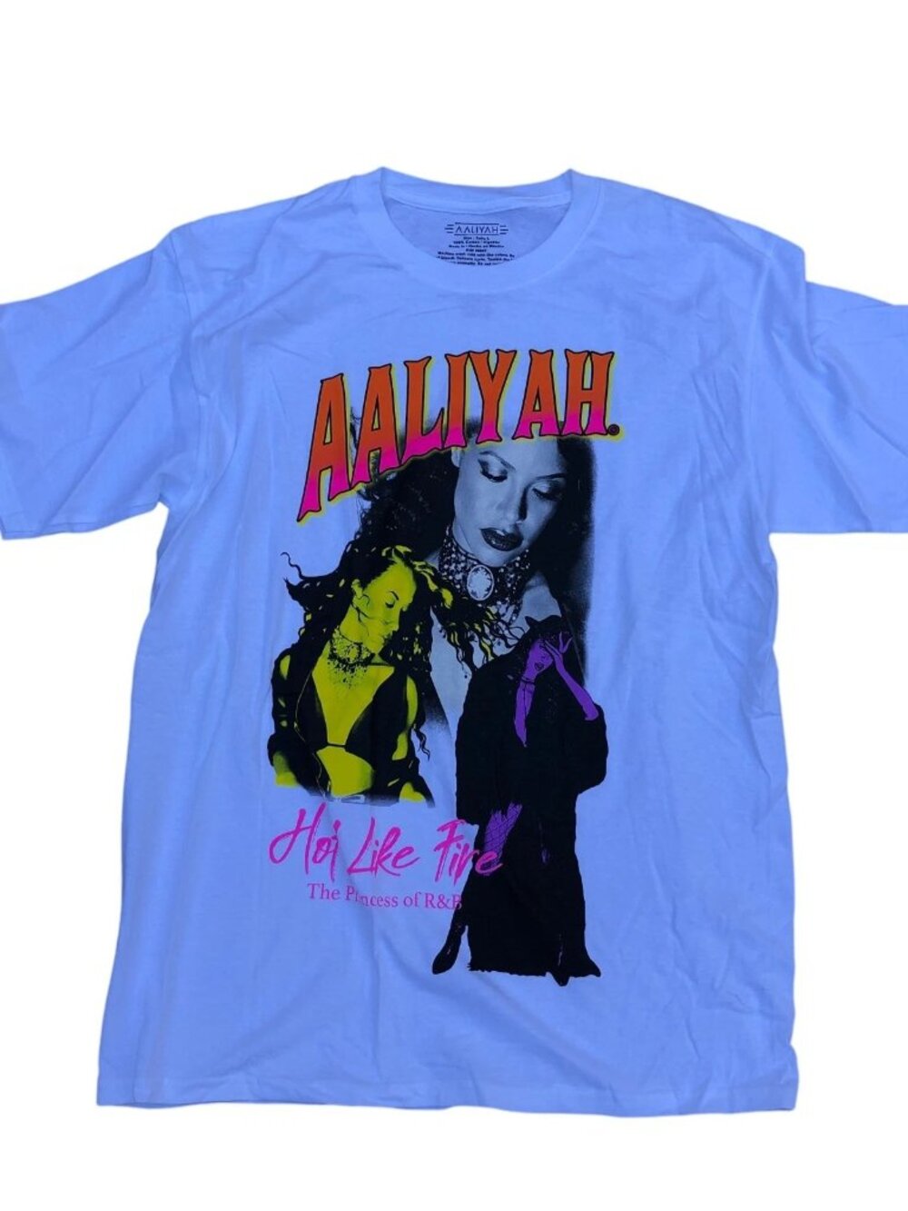 AALIYAH Hot Like Fire T Shirt Men's LG The Princess of R&B White Short Sleeve